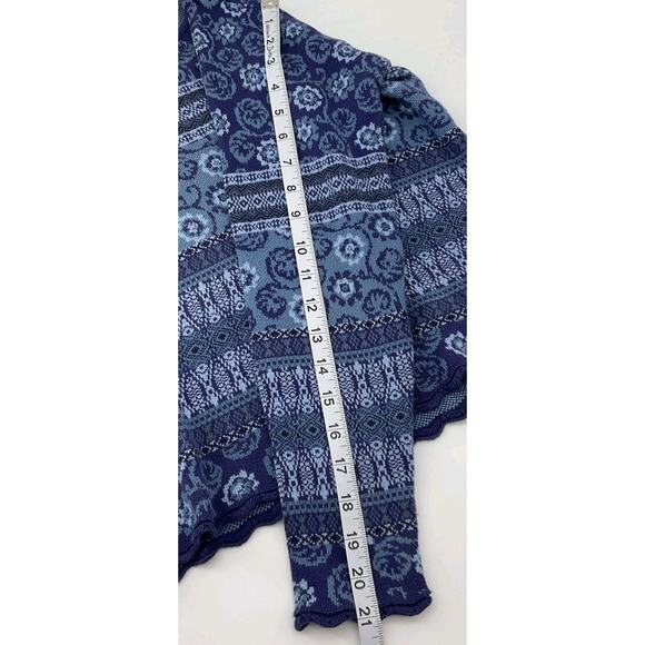 LL Bean Blue Knit Sweater Women’s Small Round Neck Long Sleeve Pullover Striped - Picture 11 of 11